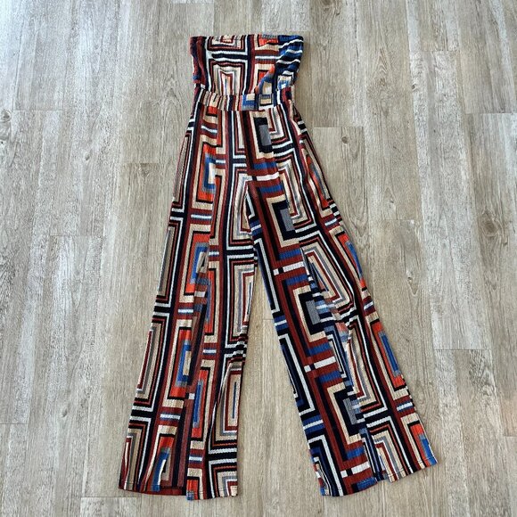 Womens Cherry Mellow Multicolor Geometric Jumpsuit - M - Picture 1 of 7